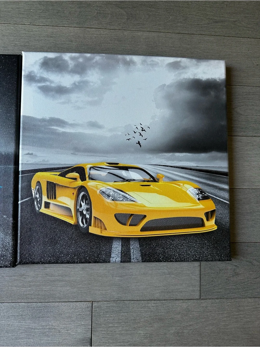 Lot Of 4 Black Canvas Vibrant Sports Car Wall Decor Bedroom Mancave Wall Art